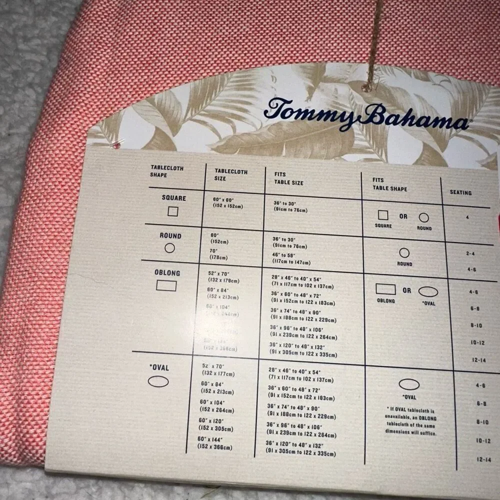 Tommy Bahama Indoor Outdoor Tablecloth Red White 70” Round NWT